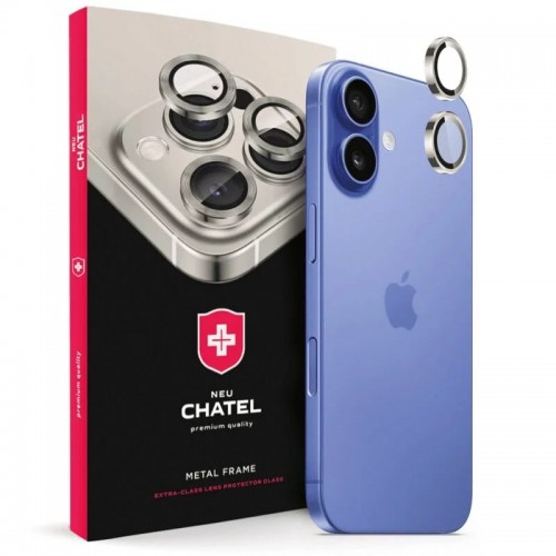 Захисні лінзи на камеру +NEU Chatel Metal Frame Lens Protector Glass For iPhone 16 /16 Plus Silver