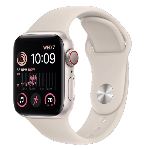 Apple Watch SE 2 44mm GPS + LTE Starlight Aluminum Case with Starlight Sport Band (MNPT3)