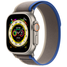 Apple Watch Ultra GPS + Cellular 49mm Titanium Case with Blue/Gray Trail Loop M/L (MQFV3)