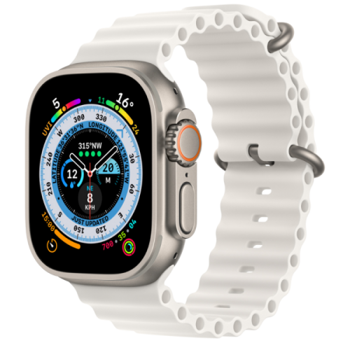 Apple Watch Ultra GPS + Cellular 49mm Titanium Case with White Ocean Band (MNH83/MNHF3)