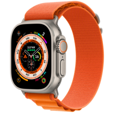 Apple Watch Ultra GPS + Cellular 49mm Titanium Case with Orange Alpine Loop Medium (MQFL3) NO BOX