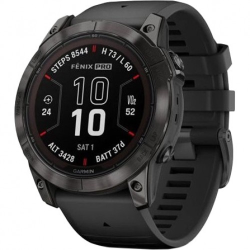  Garmin Fenix 7X Pro Sapphire Solar Carbon G. DLC Tit. with Black Band (010-02778-10/11/54) No BOX 