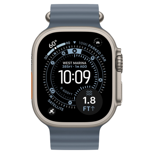 Apple Watch Ultra 3 49mm GPS + LTE Natural Titanium Case with Anchor Blue Ocean Band (MEWH4)