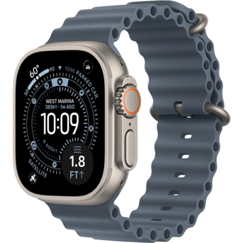Apple Watch Ultra 3 49mm GPS + LTE Natural Titanium Case with Anchor Blue Ocean Band (MEWH4)
