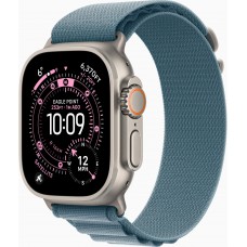 Apple Watch Ultra 3 49mm GPS + LTE Natural Titanium Case with Light Blue Alpine Loop - Large (MEWP4)