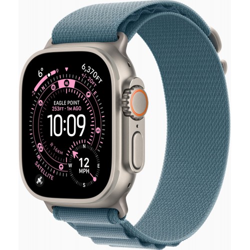 Apple Watch Ultra 3 49mm GPS + LTE Natural Titanium Case with Light Blue Alpine Loop - Large (MEWP4)