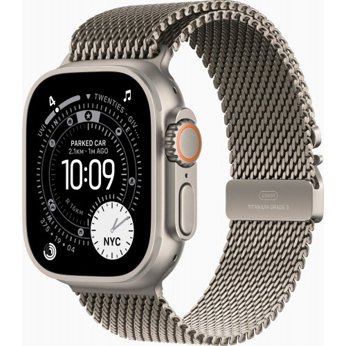 Apple Watch Ultra 3 49mm GPS + LTE Natural Titanium Case with Natural Titanium Milanese Loop - Small (MEWW4)