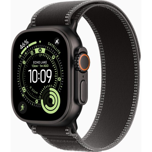 Apple Watch Ultra 3 49mm GPS + LTE Black Titanium Case with Black/Charcoal Trail Loop - M/L (MF1H4)