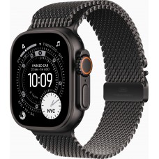 Apple Watch Ultra 3 49mm GPS + LTE Black Titanium Case with Black Titanium Milanese Loop - Medium (MF1Q4)