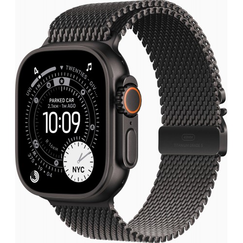 Apple Watch Ultra 3 49mm GPS + LTE Black Titanium Case with Black Titanium Milanese Loop - Small (MF1N4)