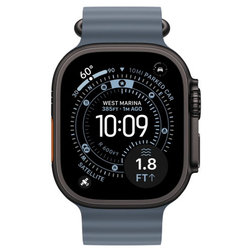 Apple Watch Ultra 3 49mm GPS + LTE Black Titanium Case with Anchor Blue Ocean Band (MF254+MGCJ4)