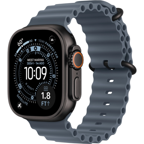 Apple Watch Ultra 3 49mm GPS + LTE Black Titanium Case with Anchor Blue Ocean Band (MF254+MGCJ4)