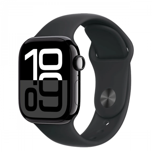 Apple Watch Series 10 GPS 46mm Jet Black Aluminum Case with Black Sport Band M/L (MWWQ3)