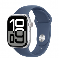 Apple Watch Series 10 GPS 46mm Silver Aluminum Case with Denim Sport Band - M/L (MWWM3)