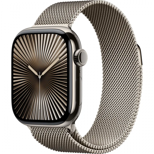 Apple Watch Series 10 GPS + Cellular 46mm Natural Titanium Case w. Natural Milanese Loop - S/M (MC7Q4)