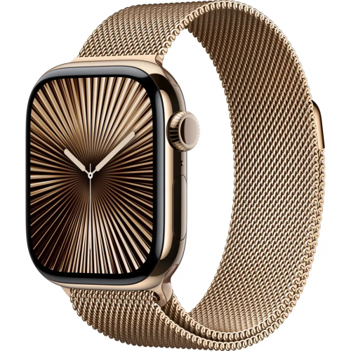 Apple Watch Series 10 GPS + Cellular 46mm Gold Titanium Case w. Gold Milanese Loop - M/L (MX003)