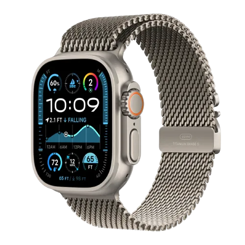 Apple Watch Ultra 2 49mm GPS + Cellular Natural Titanium Case with Natural Titanium Milanese Loop - S (MX4M3)