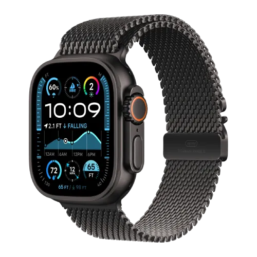 Apple Watch Ultra 2 49mm GPS + Cellular Black Titanium Case with Black Titanium Milanese Loop - M (MX5U3)