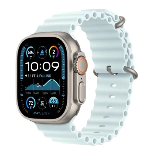 Apple Watch Ultra 2 49mm GPS + Cellular Natural Titanium Case with Ice Blue Ocean Band (MYT03+MXTF3)