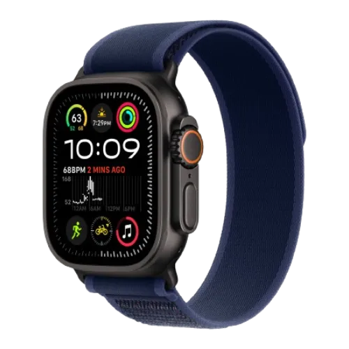 Apple Watch Ultra 2 49mm GPS + Cellular Black Titanium Case with Blue Trail Loop - M/L (MYTJ3+MYQ83)