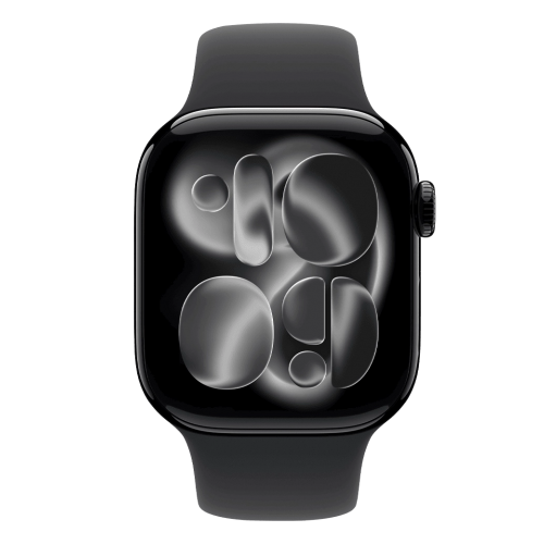 Apple Watch Series 11 GPS 46mm Jet Black Aluminum Case with Black Sport Band - M/L (MEUX4)