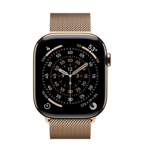 Apple Watch Series 11 GPS + Cellular 46mm Gold Titanium Case with Gold Milanese Loop - M/L (MFD84)