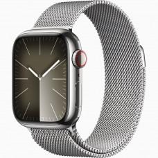 Apple Watch Series 9 GPS + Cellular 41mm Silver Stainless Steel Case with Silver Milanese Loop (MRJ43)