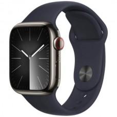 Apple Watch Series 9 GPS + Cellular 41mm Graphite Stainless Steel Case with Midnight Sport Band S/M (MRJ83) NO BOX
