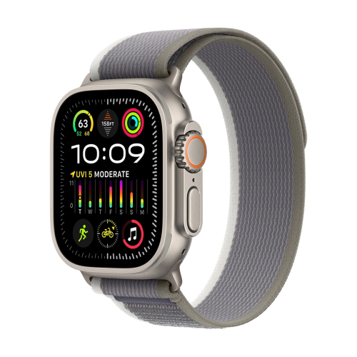 Apple Watch Ultra 2 49mm GPS + LTE Titanium Case with Green/Gray Trail Loop S/M