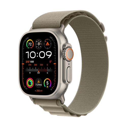 Apple Watch Ultra 2 49mm GPS + LTE Titanium Case with Olive Alpine Loop Small