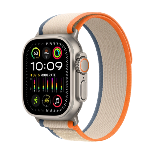 Apple Watch Ultra 2 49mm GPS + LTE Titanium Case with Orange/Beige Trail Loop M/L
