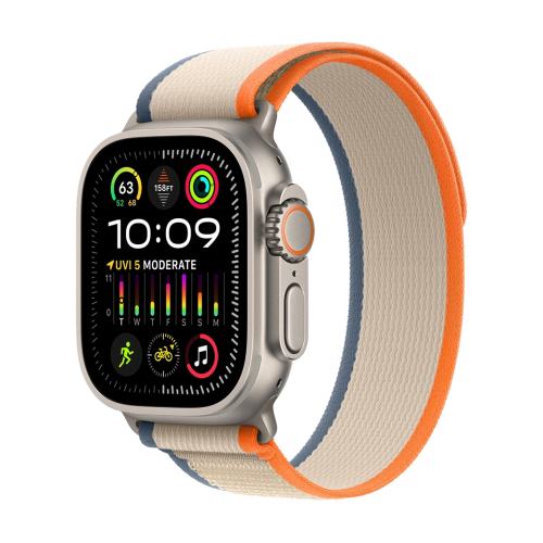 Apple Watch Ultra 2 49mm GPS + LTE Titanium Case with Orange/Beige Trail Loop M/L NO BOX