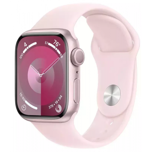 Apple Watch Series 9 45mm Pink Aluminum Case with Light Pink Sport Band S/M (MR9G3)