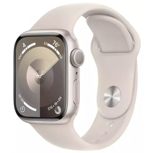 Apple Watch Series 9 41mm Starlight Aluminum Case with Starlight Sport Band S/M (MR8T3) NO BOX