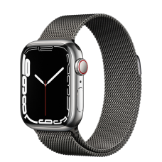 Apple Watch Series 7 GPS + Cellular 41mm Graphite Stainless Steel Case with Graphite Milanese Loop (MKHK3)